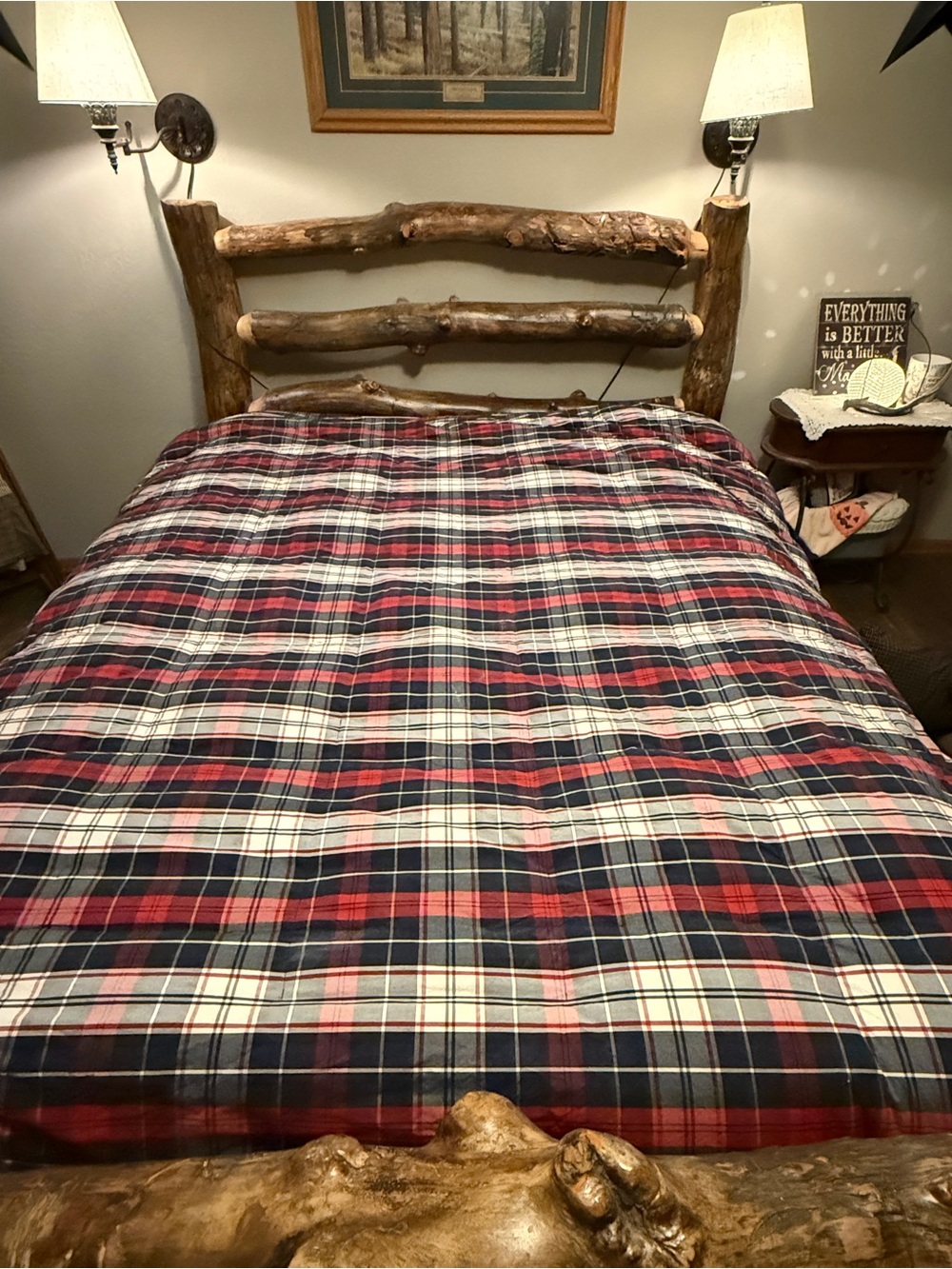Vintage Tommy Hilfiger Reversible Plaid Down Comforter Full Navy Red Est 1985